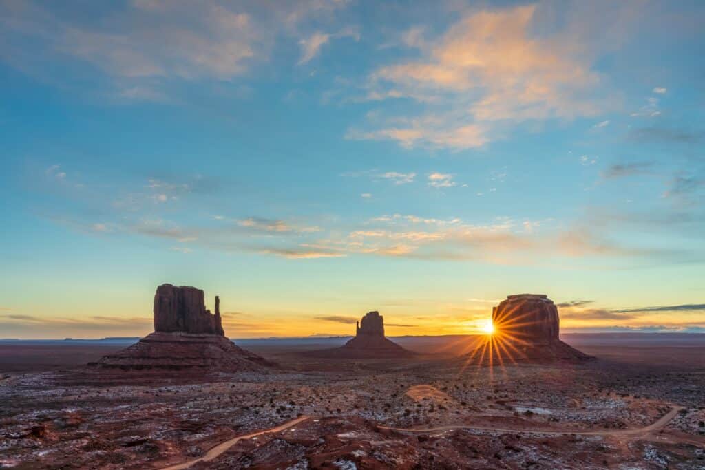Beautiful sunrise over the Buttes of Monument Valley, Utah, USA