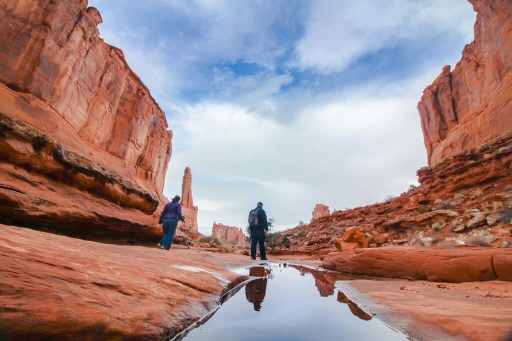 Inside Park Avenue at Arches National Park, Utah.